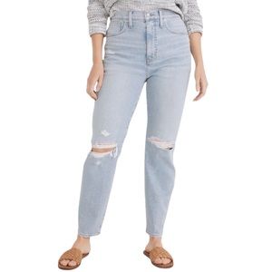 Madewell Ripped High Waist Mom Jeans Balloon Lowden Wash Size 33 Denim Distress
